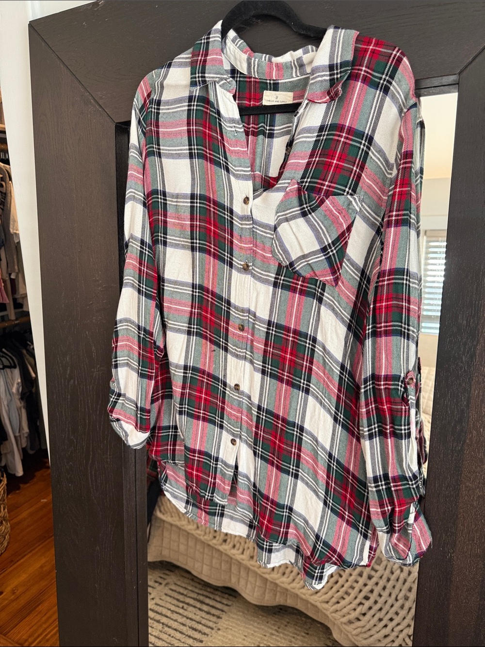 Thread & Supply Red, Green & White Plaid Button-Down Shirt